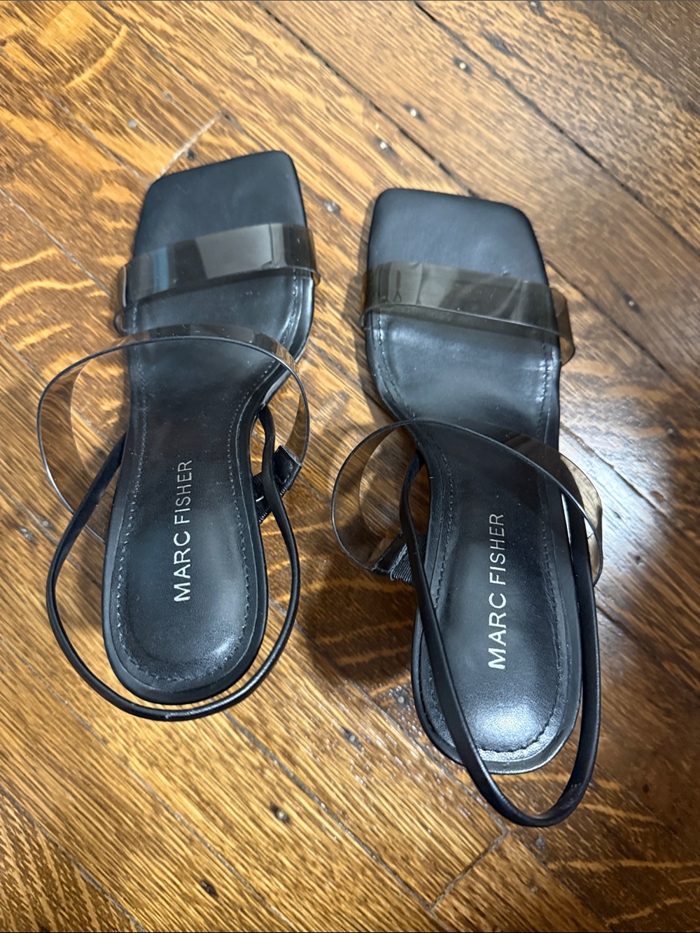 Marc Fisher Black Sandals with Clear Straps